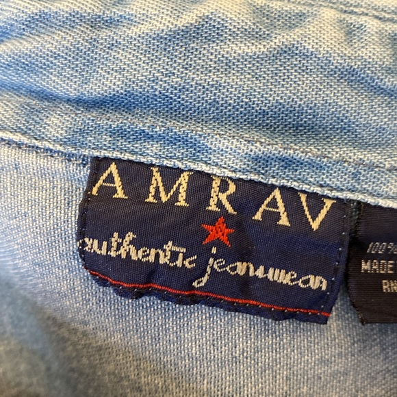 AMRAV Vintage 80s Marlboro style Men's Blue Denim double pocket classic XL - Picture 2 of 6
